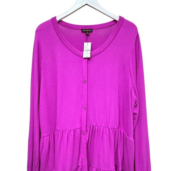 Lane Bryant Tiered Top Plus Size 18/20 Fuschia Ruffle Tunic Loungewear NWT - Picture 3 of 11